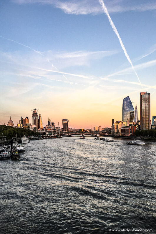 Sunset on the Thames in London
