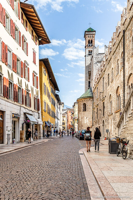 Street with a Tower in Trento, Italy