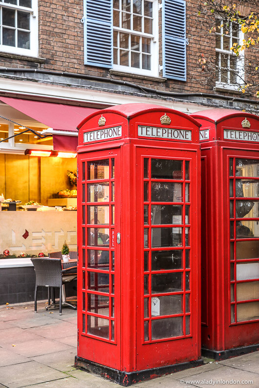 Red Phone Boxes in Mayfair
