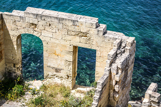 Ruins of a Building on the Sea in Valletta, Malta