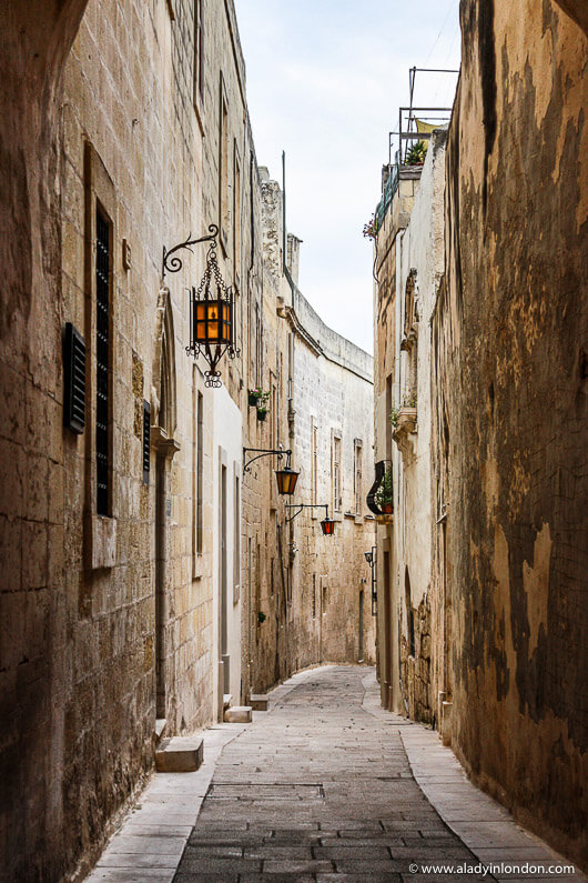 Narrow street in Mdina, Malta