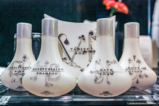 Toiletries at the Baglioni Hotel in Kensington