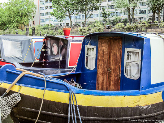 Three Canal Boats Moored on Regent's Canal