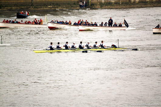 Oxford Cambridge Boat Race on the Thames in Putney, London