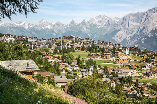 View of Nendaz in the Swiss Alps