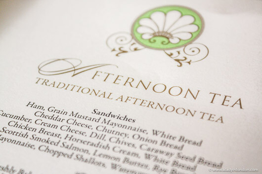 Afternoon Tea Menu at The Ritz