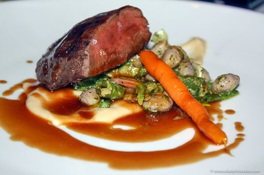 Beef Main Course at Dinner at The Cuckoo Club in Mayfair, London