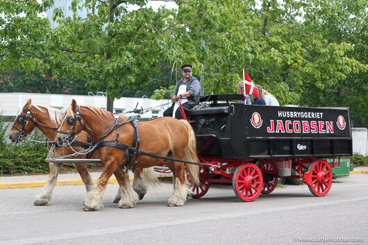 Horse cart at Jacobsen brew house in Copenhagen, Denmark