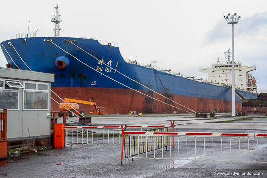 Ship undergoing repairs in Belfast, Northern Ireland