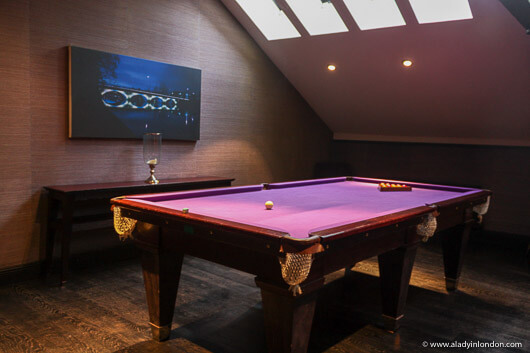 Pool table in a suite at the Malmaison Belfast hotel in Northern Ireland