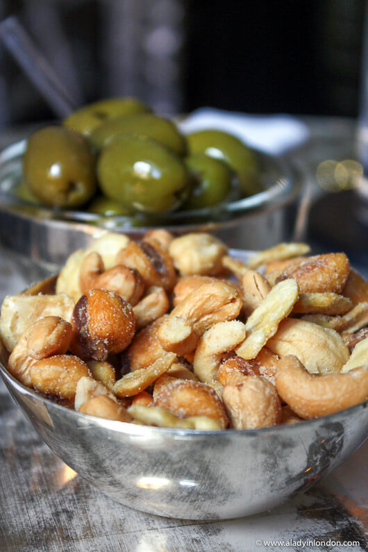 Bar nuts and olives at the Connaught hotel Bar in London