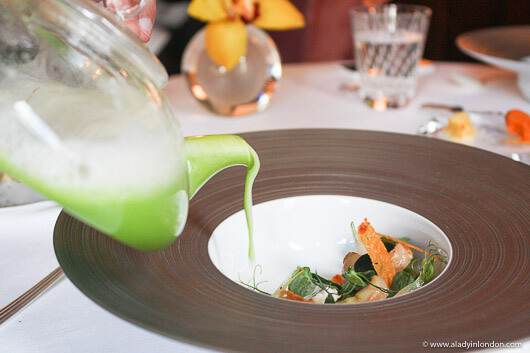 Pea Veloute at Helene Darroze at the Connaught in London