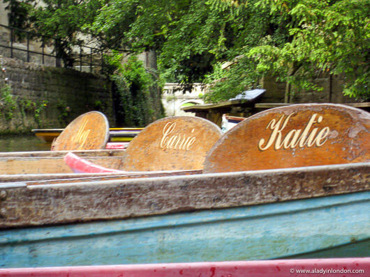 Punts with girls' names on them in Oxford