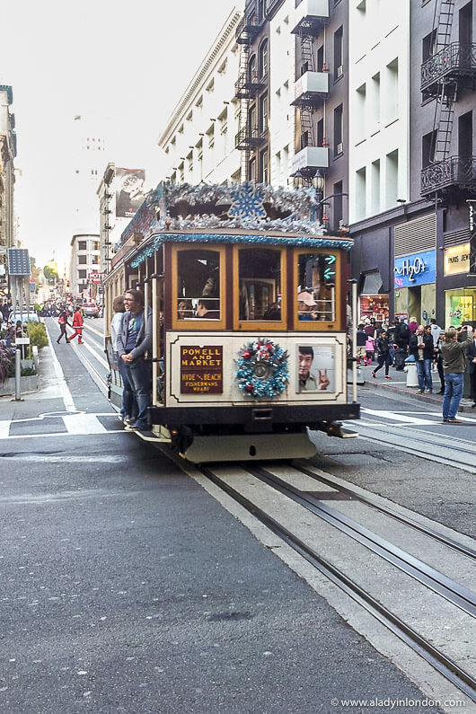 Cable Car at Christmas in San Francisco