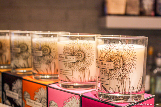 Miller Harris candles at a wine and perfume pairing in London
