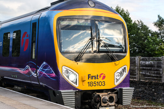 Train at Windermere station in England