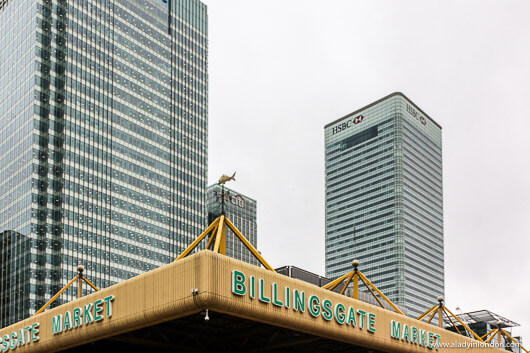 Exterior of Billingsgate fish market in London