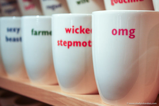 Mugs for sale in a shop in Clifton, Bristol