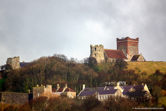 Castle and Roman lighthouse in Dover, England
