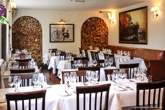 Dining room at The Gun pub in London