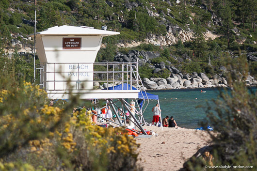 Lifeguard House on a Beach on Lake Tahoe in California
