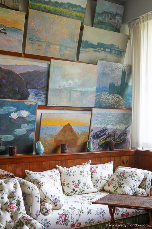 Paintings on the walls of Claude Monet's house in Giverny, France