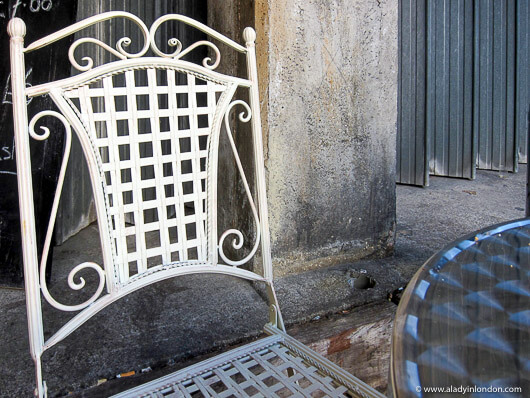 Chair at a restaurant at Secret Cinema in London