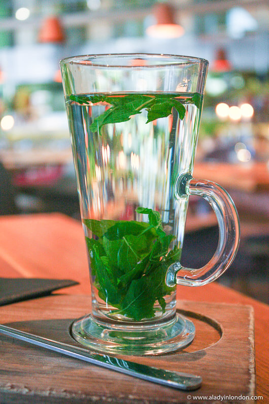 Fresh mint tea at The Folly brunch in London