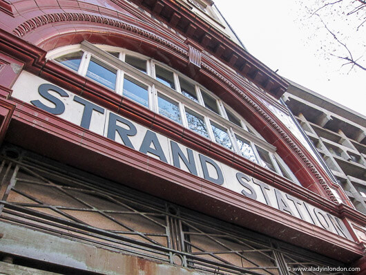 Exterior of the disused Aldwych tube station in London