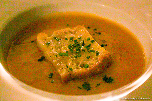 Soup at Hollins Hall Hotel in West Yorkshire