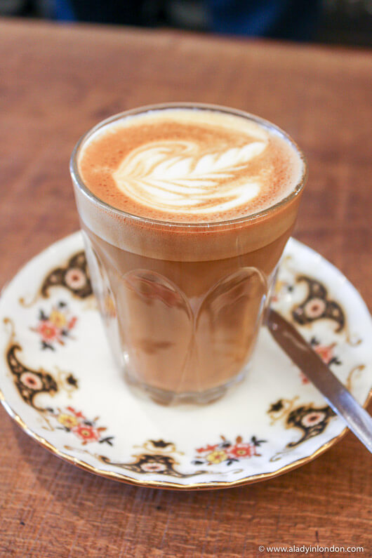 Coffee at a Boxpark Shoreditch restaurant in London
