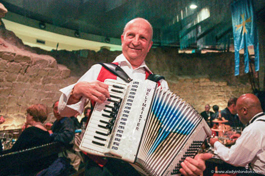 Accordion player at a restaurant in Dresden, Germany