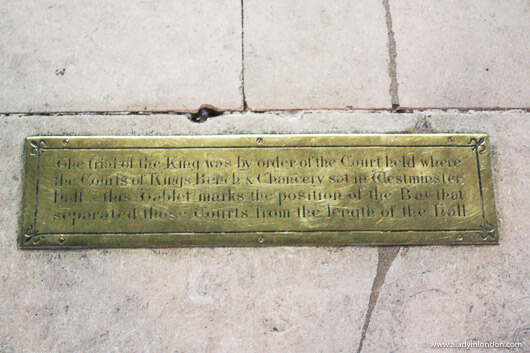 Plaque in Westminster Hall in the Houses of Parliament in London