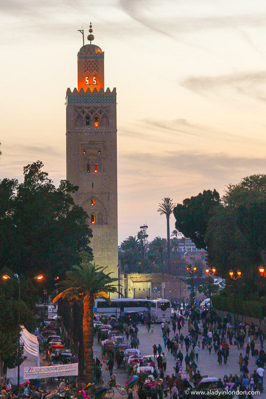 Sunset at the Koutoubia Mosque in Marrakech