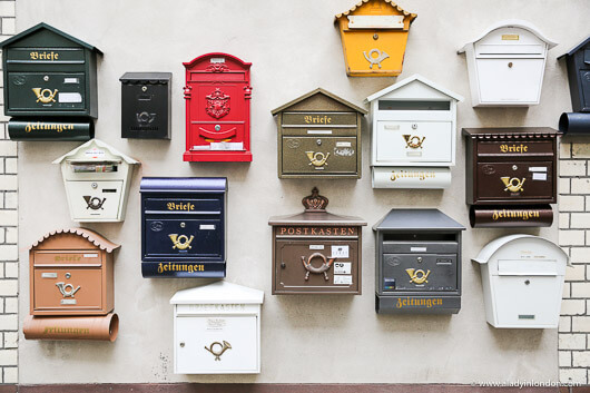 Post Boxes on a Wall at the Michelberger Hotel in Berlin, Germany