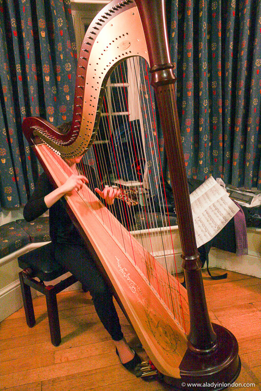 Harpist at Newnham College at Cambridge University