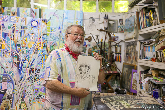 Artist Michael Adams in the Seychelles