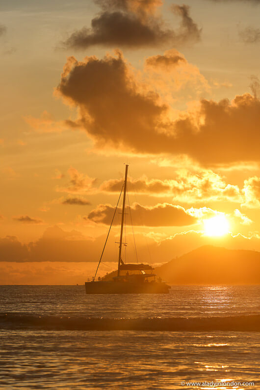 Sunset on La Digue in the Seychelles