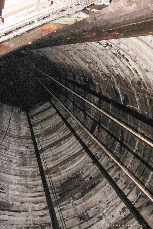 Elevator shafts in London's abandoned Aldwych tube station