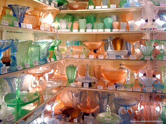 Vintage Glass at the Hampstead Antique and Craft Emporium in London