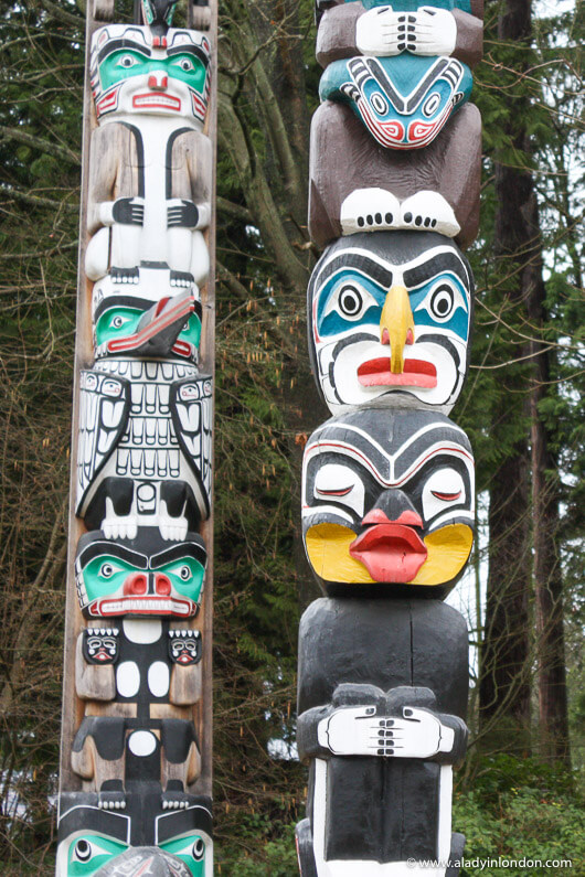 Totem Poles in Vancouver, one of the best places to visit in British Columbia