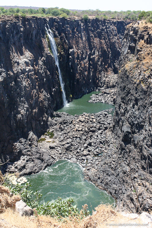 Dry Victoria Falls in Zimbabwe