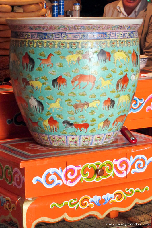 Jug of fermented mare's milk during the Naadam Festival in Mongolia