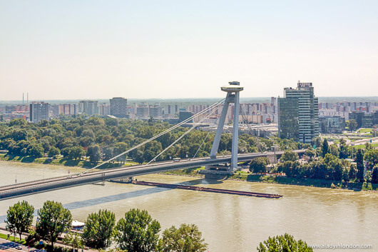 Soviet-era bridge in Bratislava, Slovakia