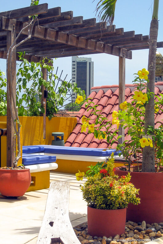 Roof deck of Casa El Carretero hotel in Cartagena