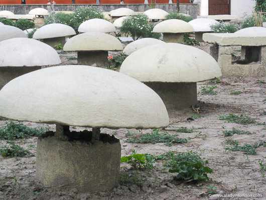 Mushroom sculptures in a park in Damascus, Syria