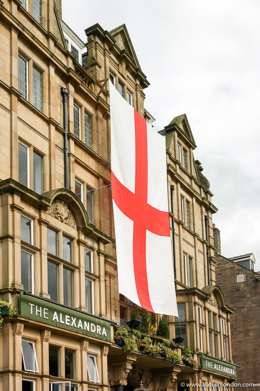 England flag on a pub in Harrogate during the World Cup