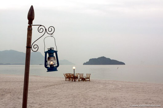 Dinner table on the beach in Langkawi, Malaysia