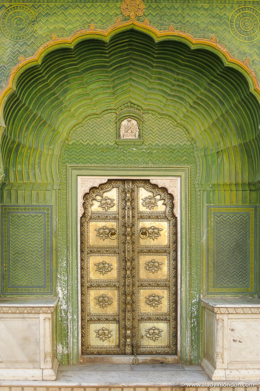 Green Door at Jaipur City Palace on the Golden Triangle