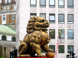Dragon on a float at the Lord Mayor's Show Parade in London